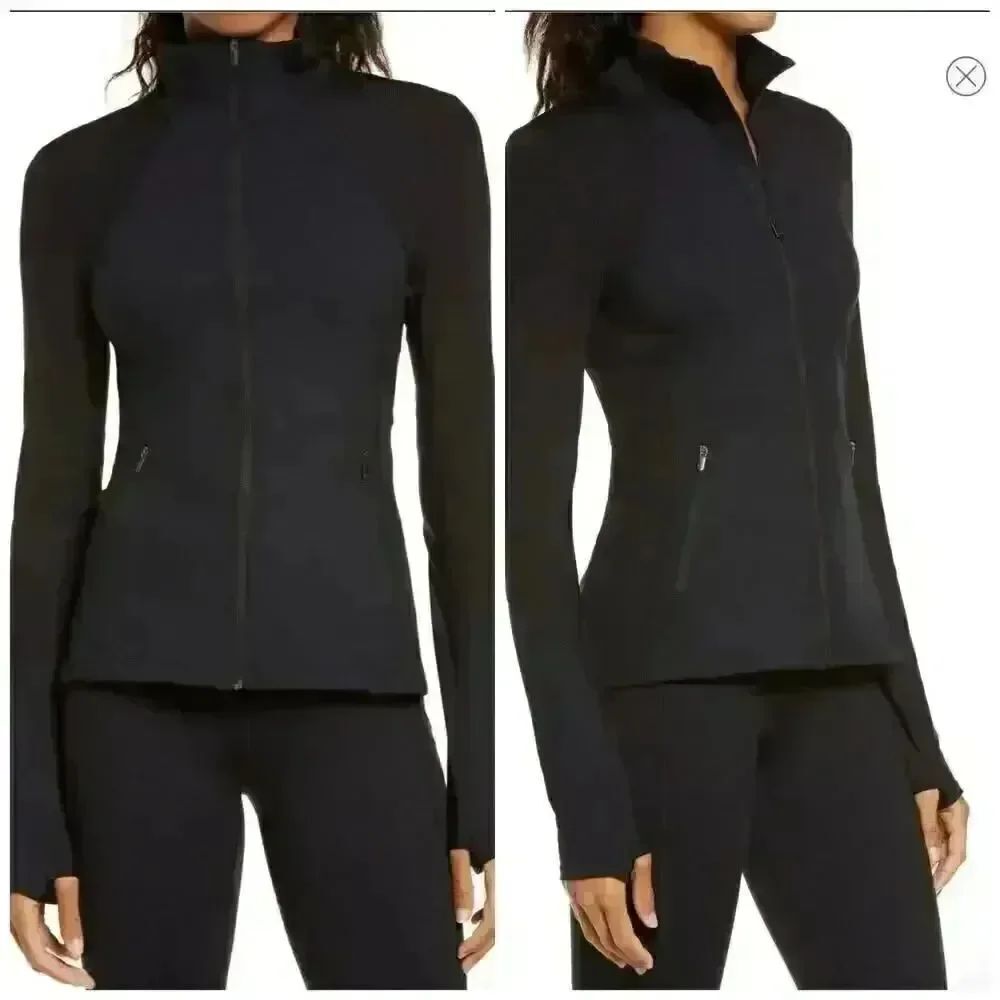 Studio Lite Ribbed Detail Long Sleeve Black Jacket Size XS